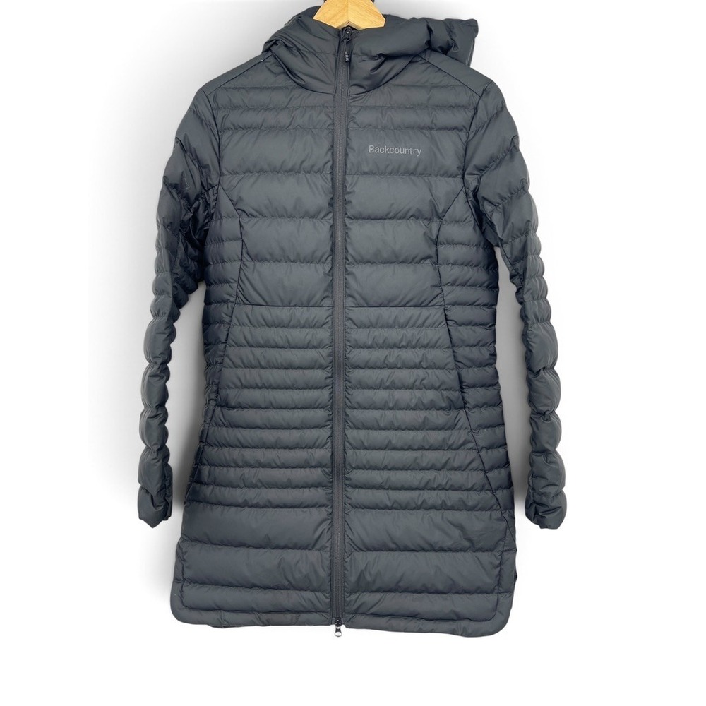 Backcountry Womens Hooded Down Parka Charcoal Gray Puffer Jacket Medium